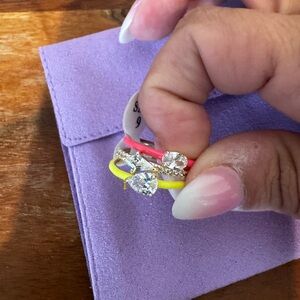 Melinda Maria Size 9 Enamel and Diamonette Ring trio New with tags Last one